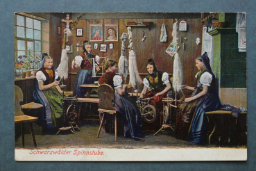 Ansichtskarte AK Schwarzwälder Spinnstube 1905-1925